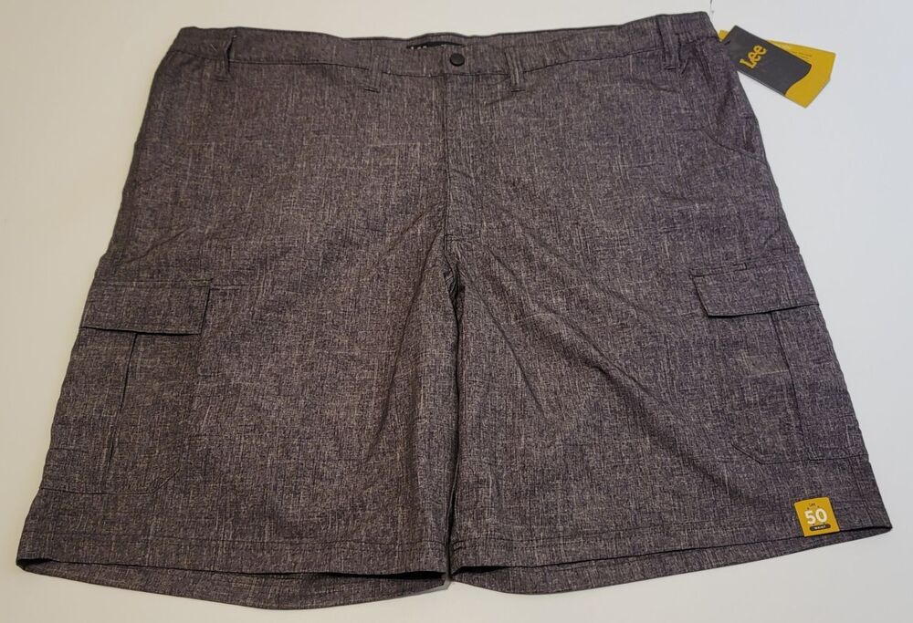 Lee Men's Big and Tall Performance Cargo Short, Grey Heathered, Size 50 New NWT